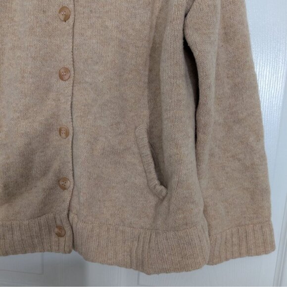 Vintage Talbots Lambswool Hooded Cardigan Womens Petite Size Large Beige Jacket - Picture 5 of 12